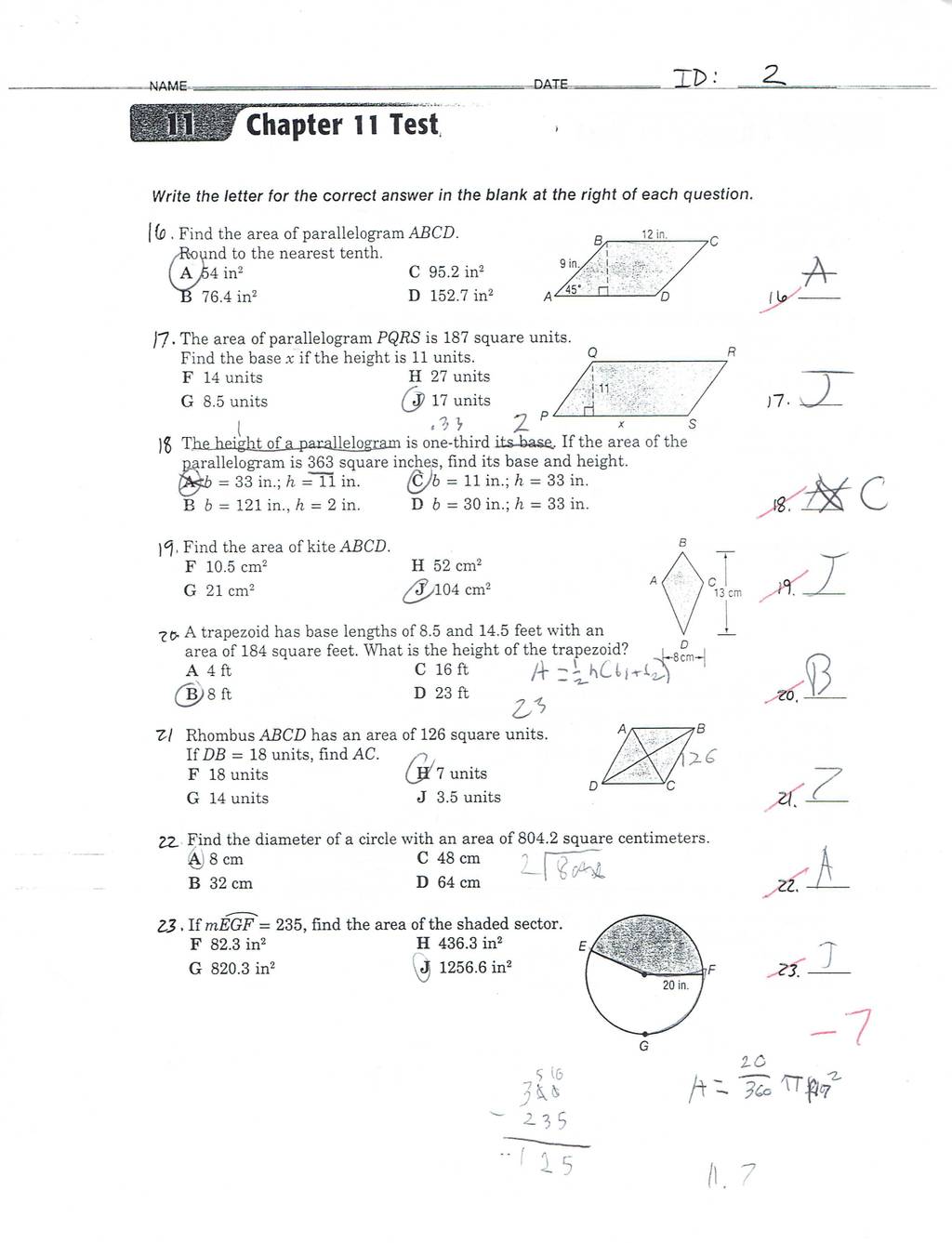 Need this geometry test corrected on the wrong answers only. | Geometry ...