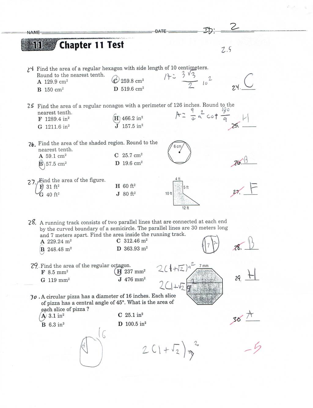 Need this geometry test corrected on the wrong answers only. | Geometry ...